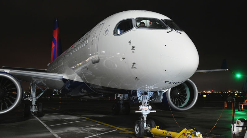 Delta Airbus A220 At New York LaGuardia