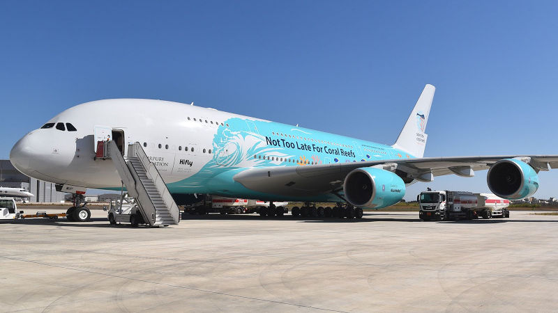 HiFly Airbus A380 at Farnborough Airshow