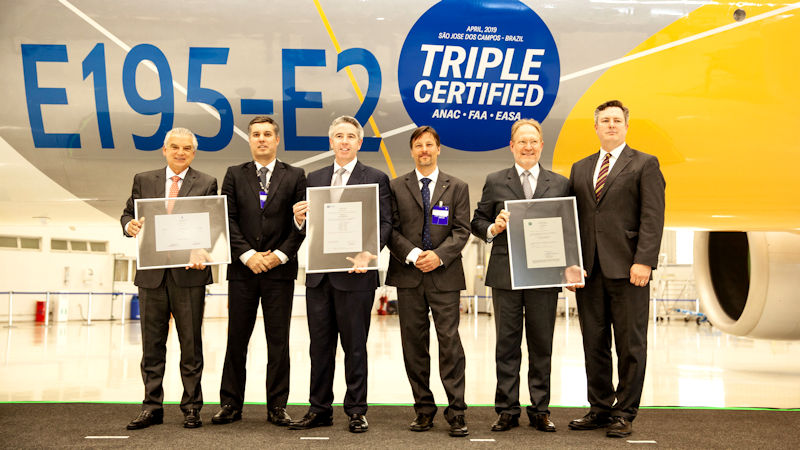 Embraer E195-E2 Receives Triple Type Certification